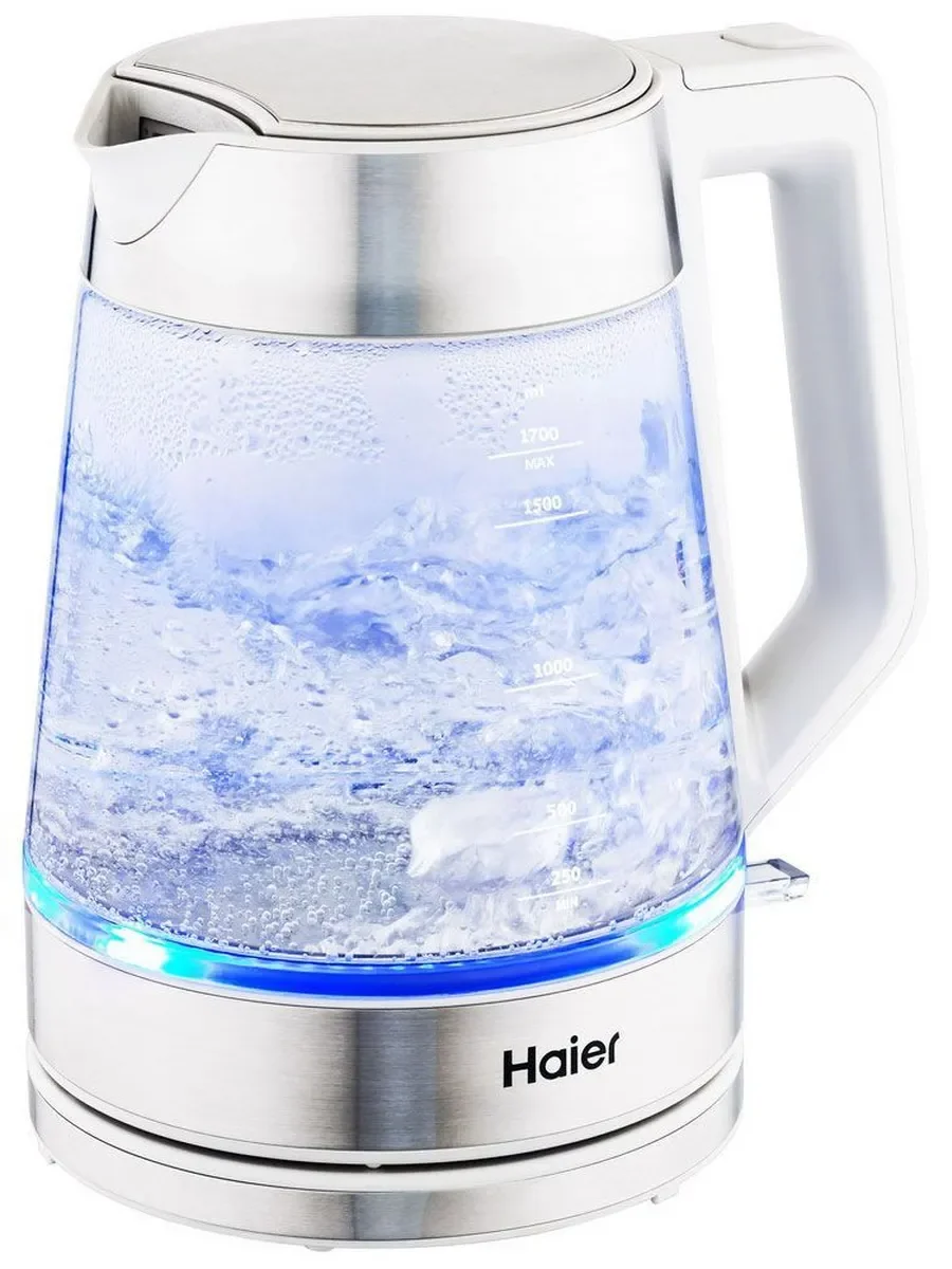 Чайник электрический Haier HK-500 1.7л. 2200Вт серый/белый корпус: стекло/пластик (TD0029955RU)