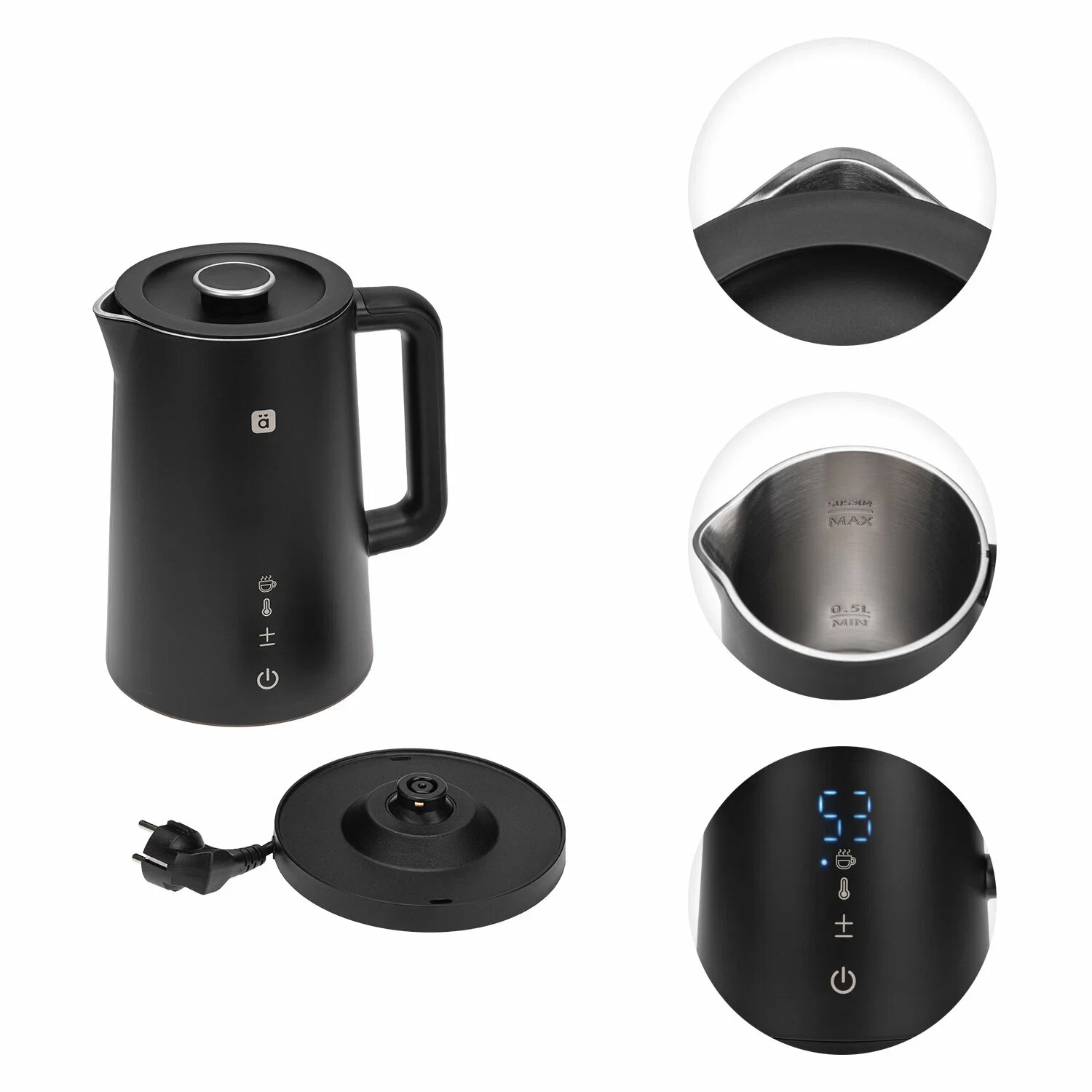 Чайник электрический Halsa HLS-K-103 WiFi умный пластиковый, черный