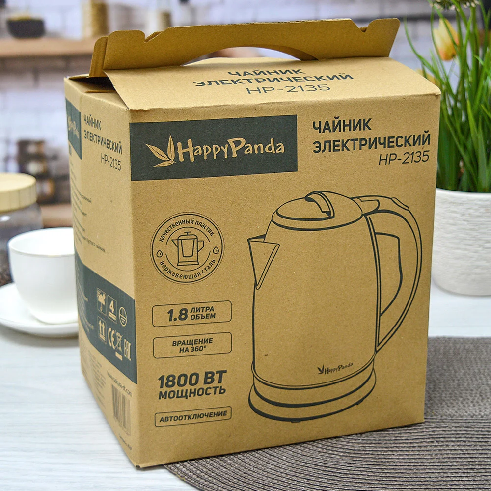 Чайник электрический Happy Panda HP-2135 1.8 л, нерж д