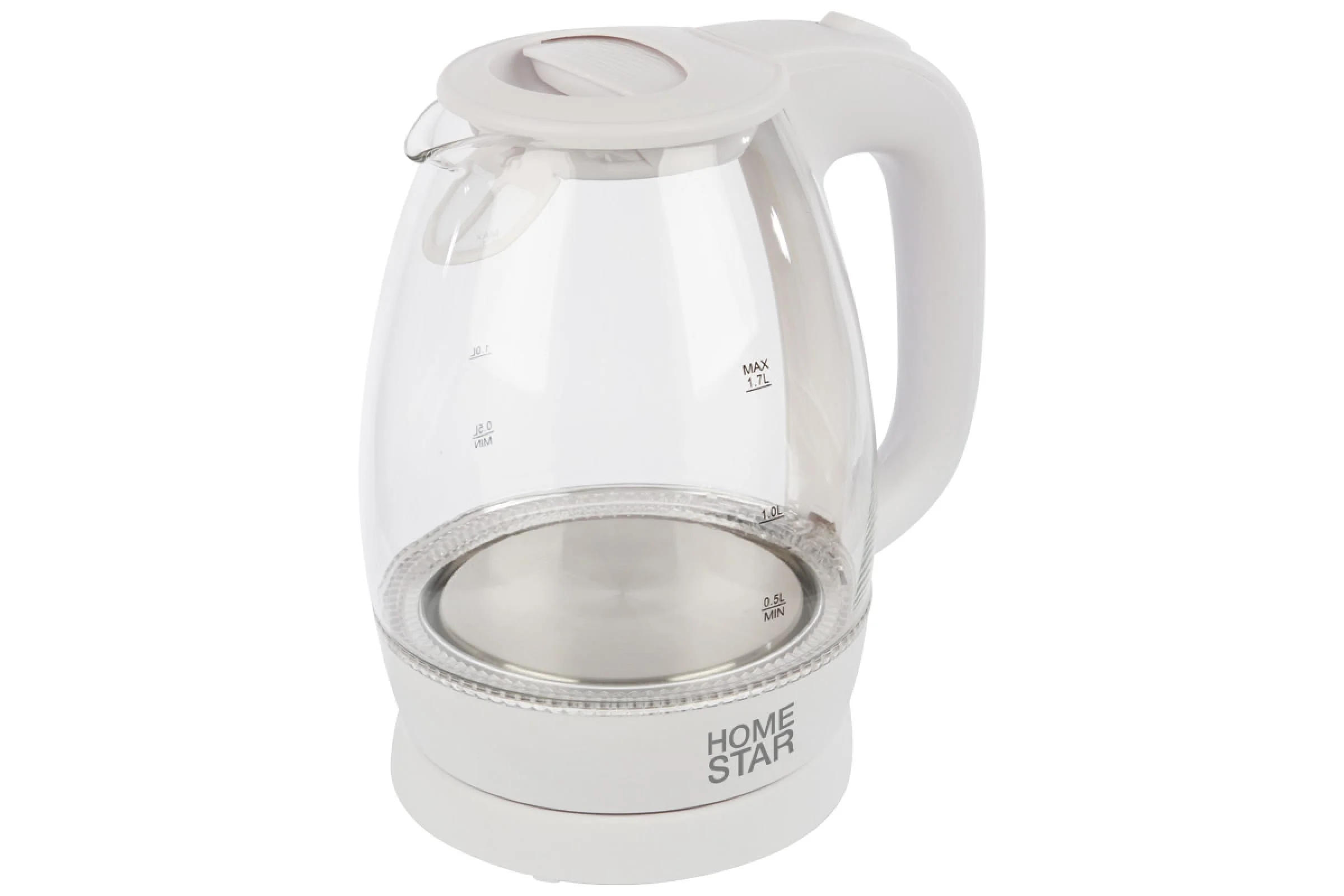 Чайник электрический Homestar HS-1012 1.7 л, стекло, белый (003566)