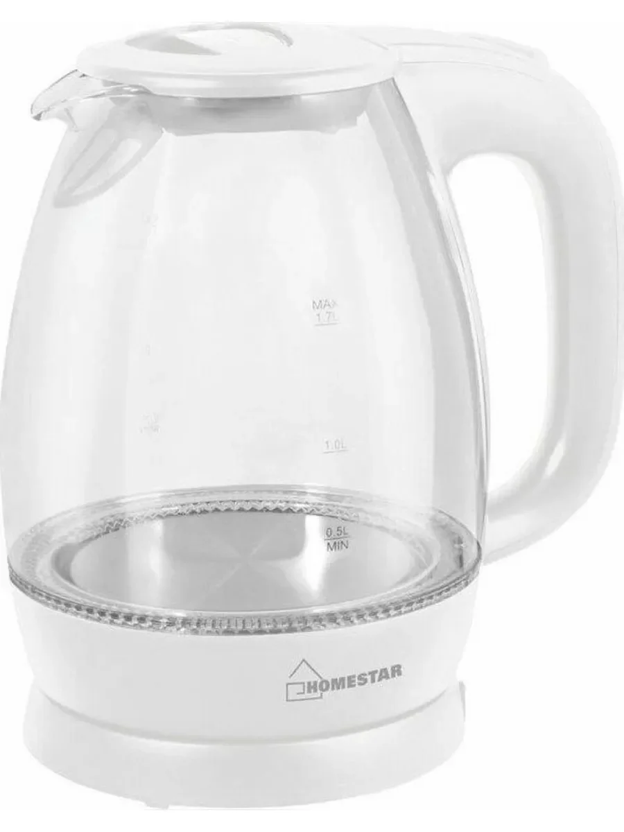 Чайник электрический Homestar HS-1012 1.7 л, стекло, белый (003566)