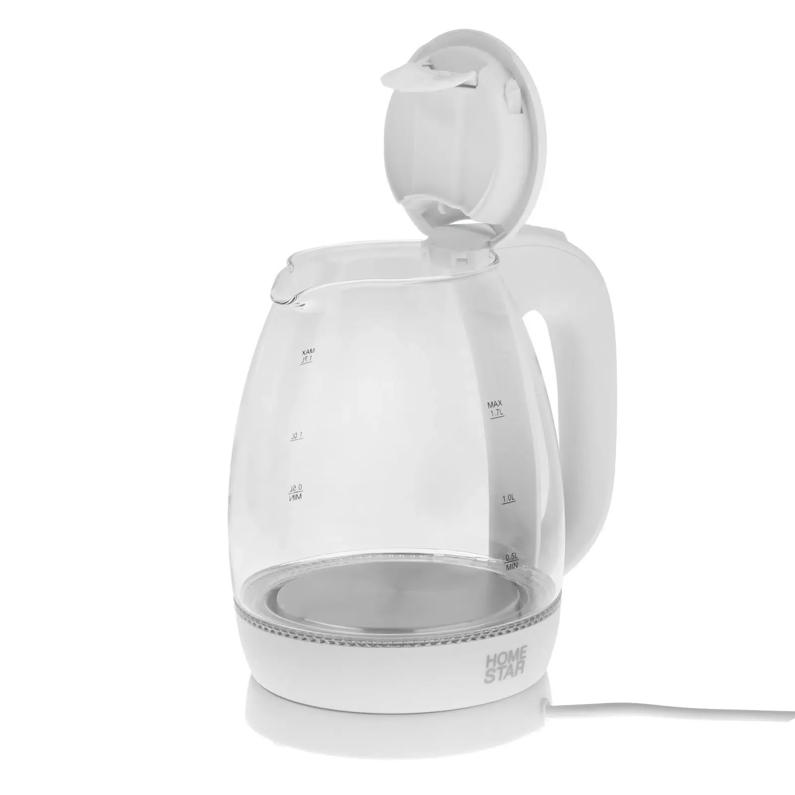 Чайник электрический Homestar HS-1012 1.7 л, стекло, белый (003566)