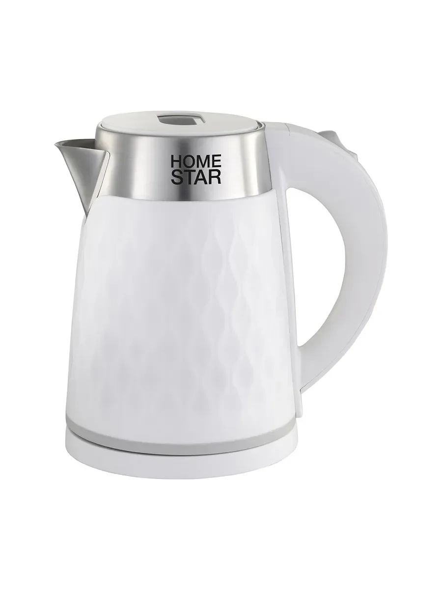 Чайник электрический Homestar HS-1021, 1500 Вт, 1.7 л, нержавейка+пластик, белый, двойной корпус
