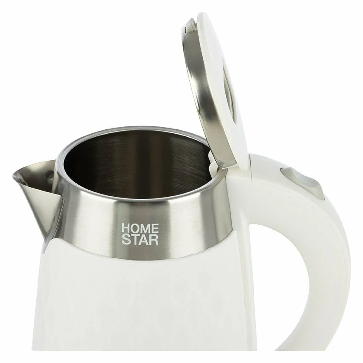 Чайник электрический Homestar HS-1021, 1500 Вт, 1.7 л, нержавейка+пластик, белый, двойной корпус