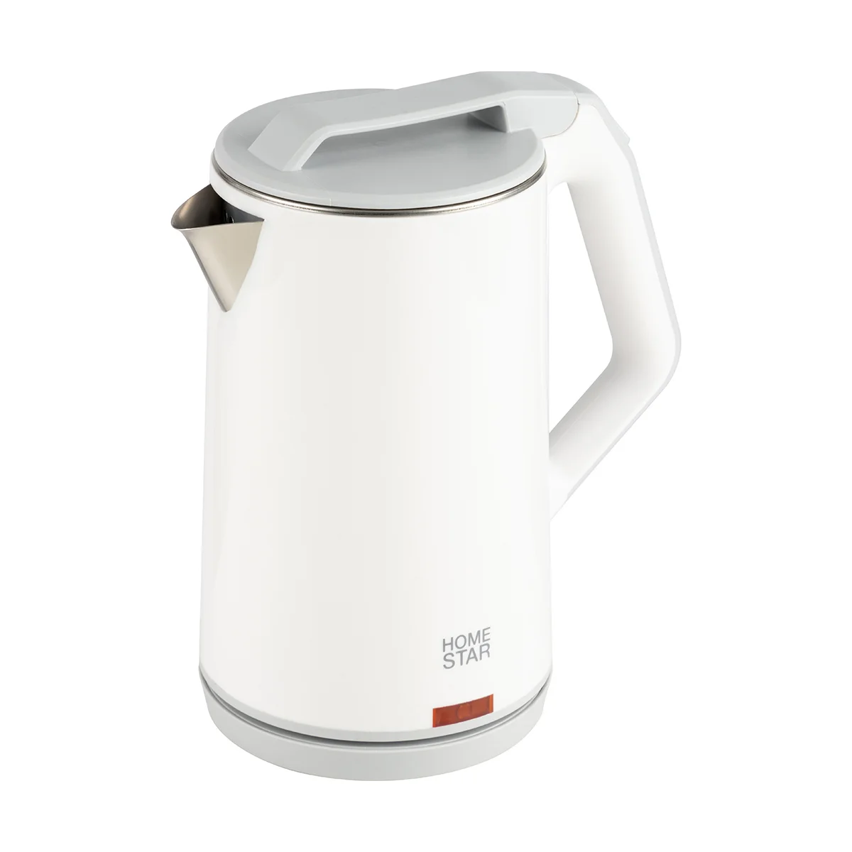 Чайник электрический Homestar HS-1036 1.8 л, нержавейка+пластик, белый, двойной корпус (12)
