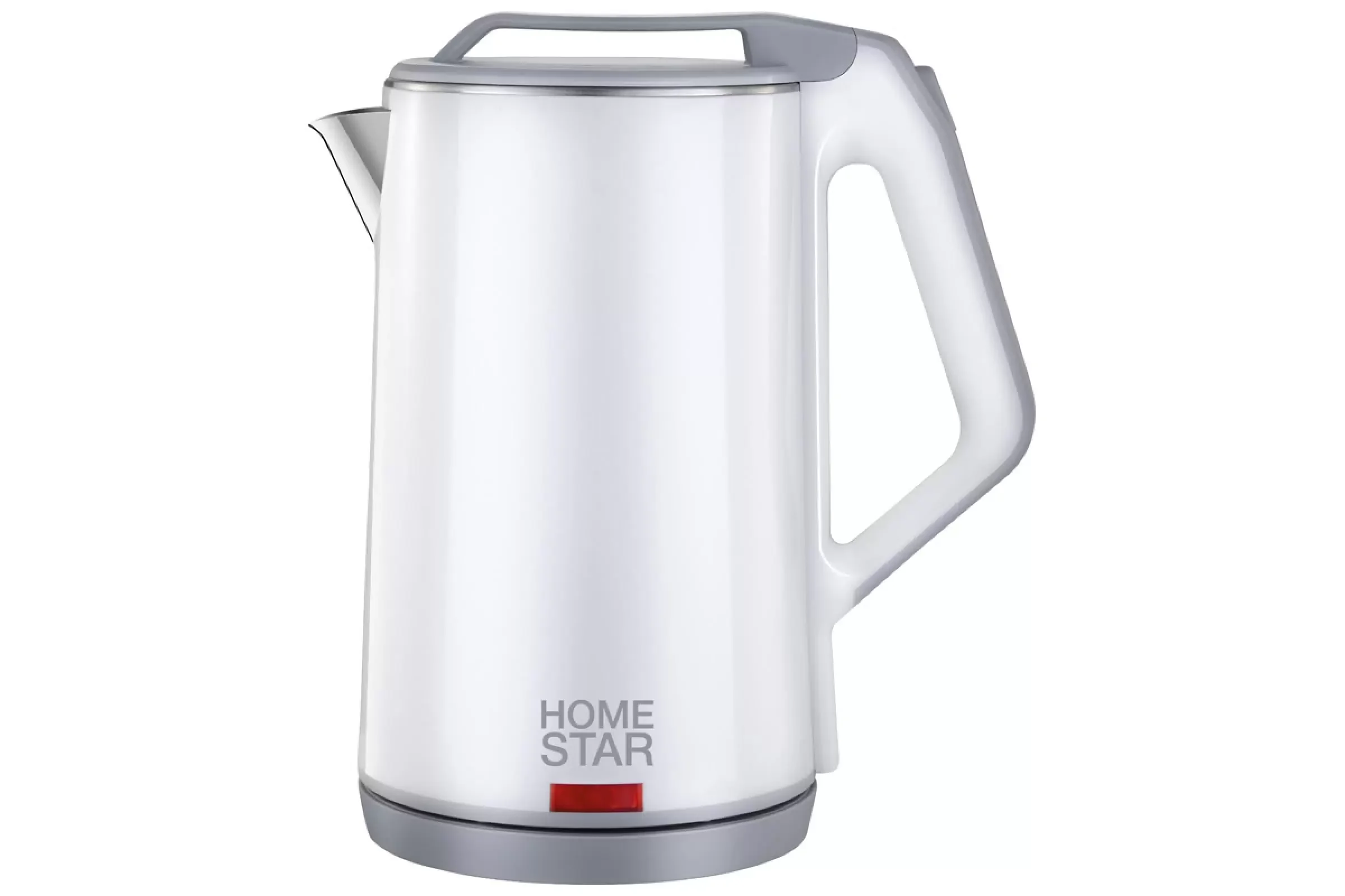 Чайник электрический Homestar HS-1036 1.8 л, нержавейка+пластик, белый, двойной корпус (12)