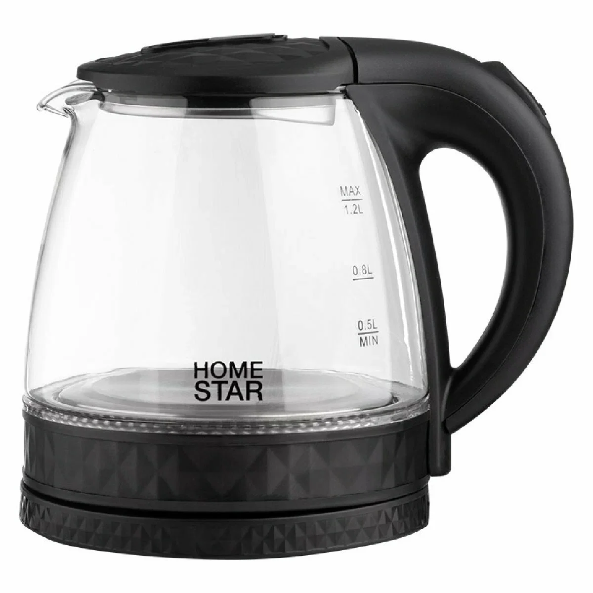 Чайник электрический Homestar HS-1053 1.2 л, стекло/пластик, черный