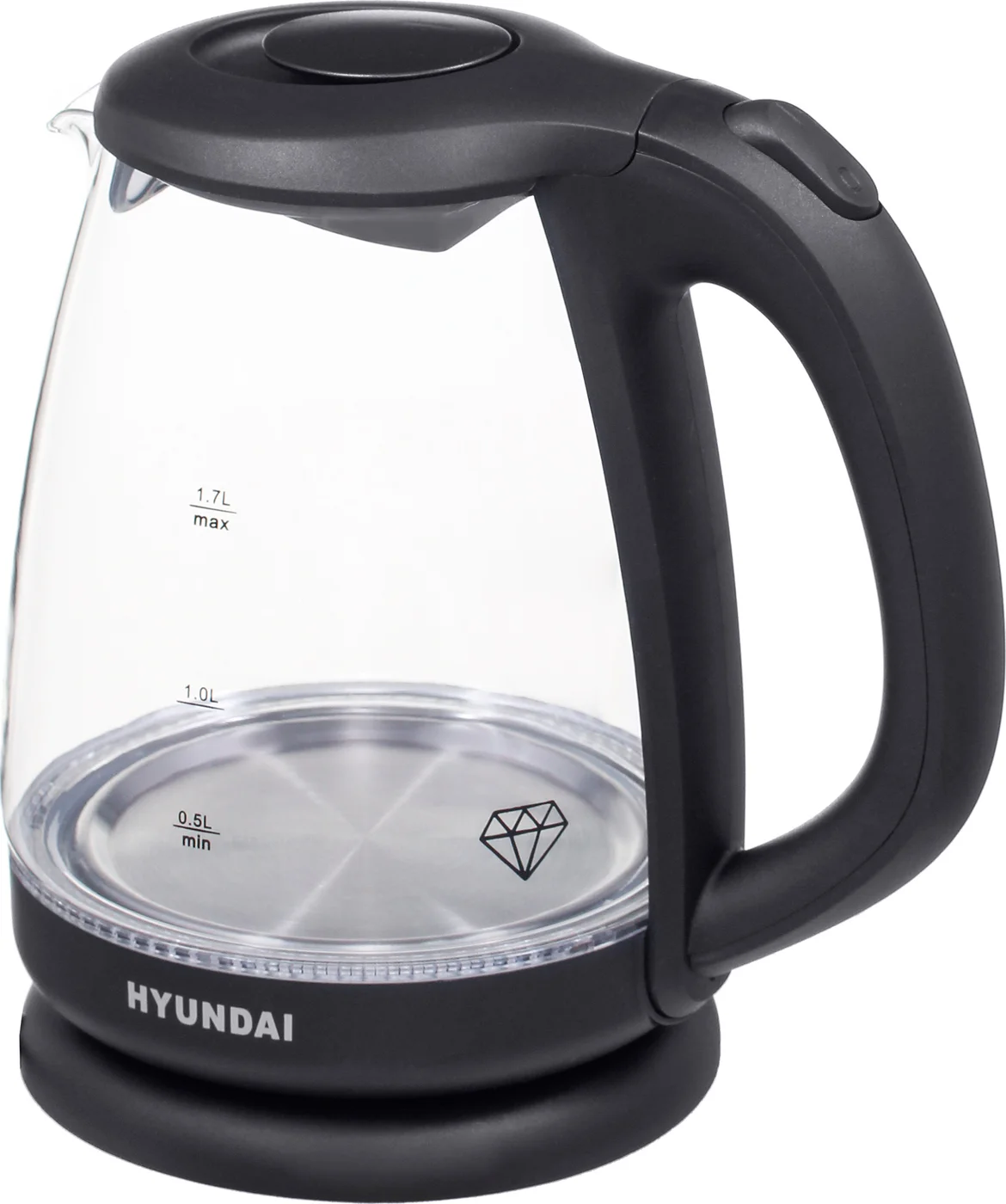 Чайник электрический Hyundai HYK-G1001 1.7л. 2200Вт черный (корпус: стекло)