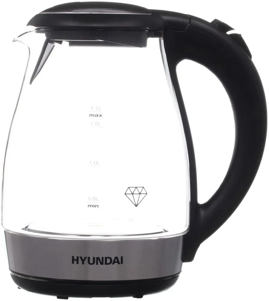 Чайник электрический Hyundai HYK-G2030 1.7 л, 2200 Вт, черный (корпус: стекло)