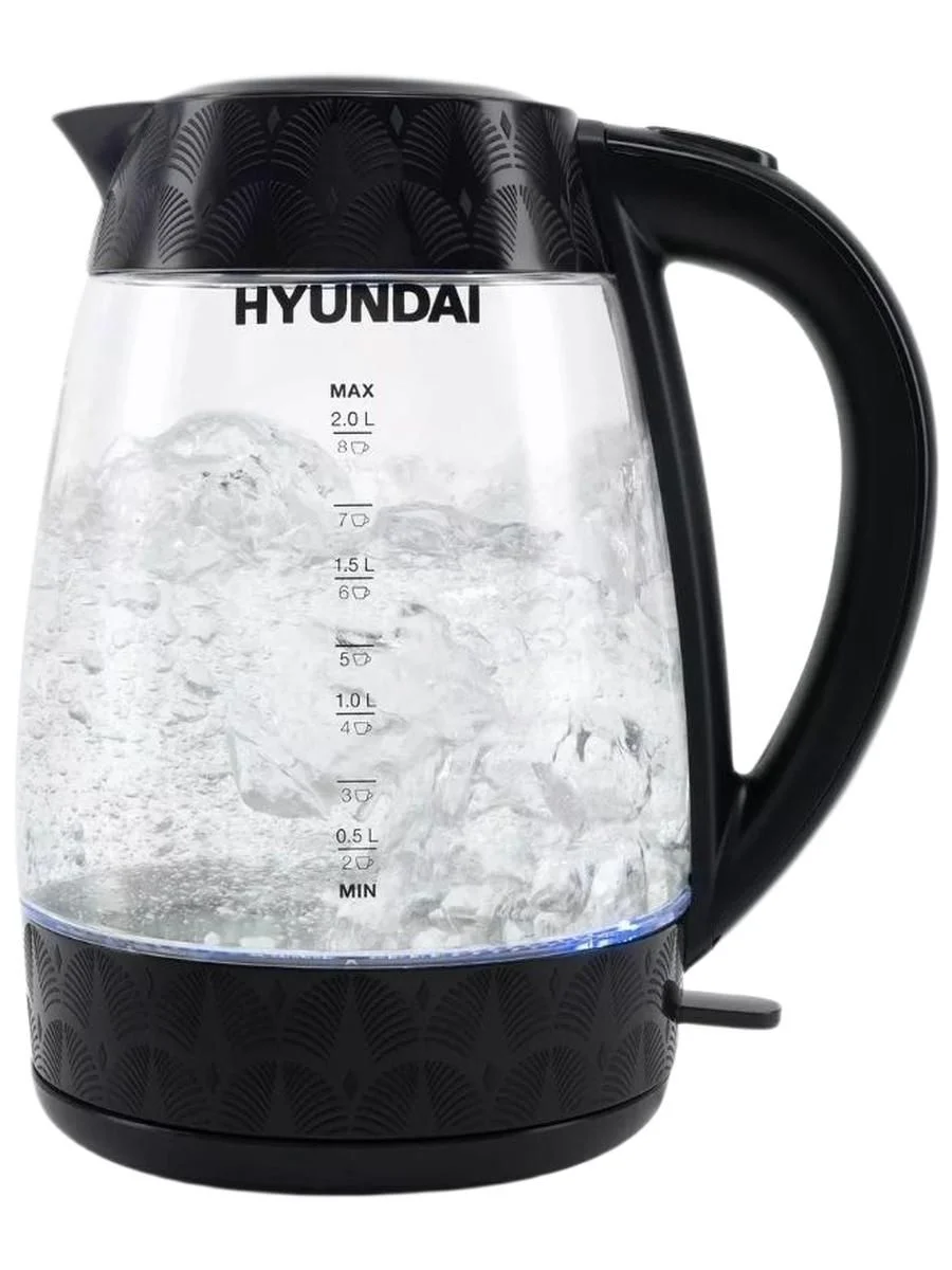 Чайник электрический Hyundai HYK-G4505 2 л, 2200 Вт, черный (корпус: стекло)