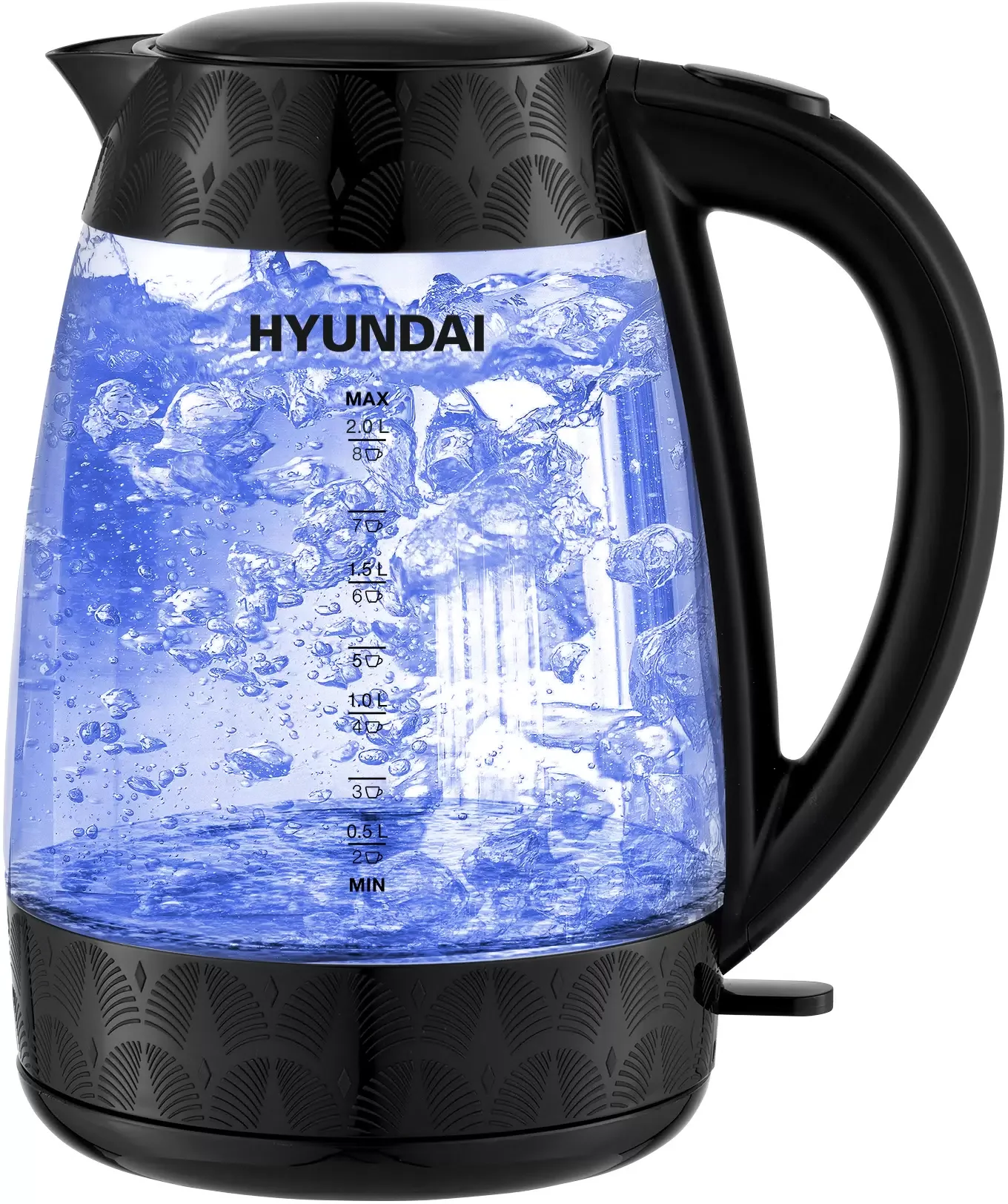 Чайник электрический Hyundai HYK-G4505 2 л, 2200 Вт, черный (корпус: стекло)