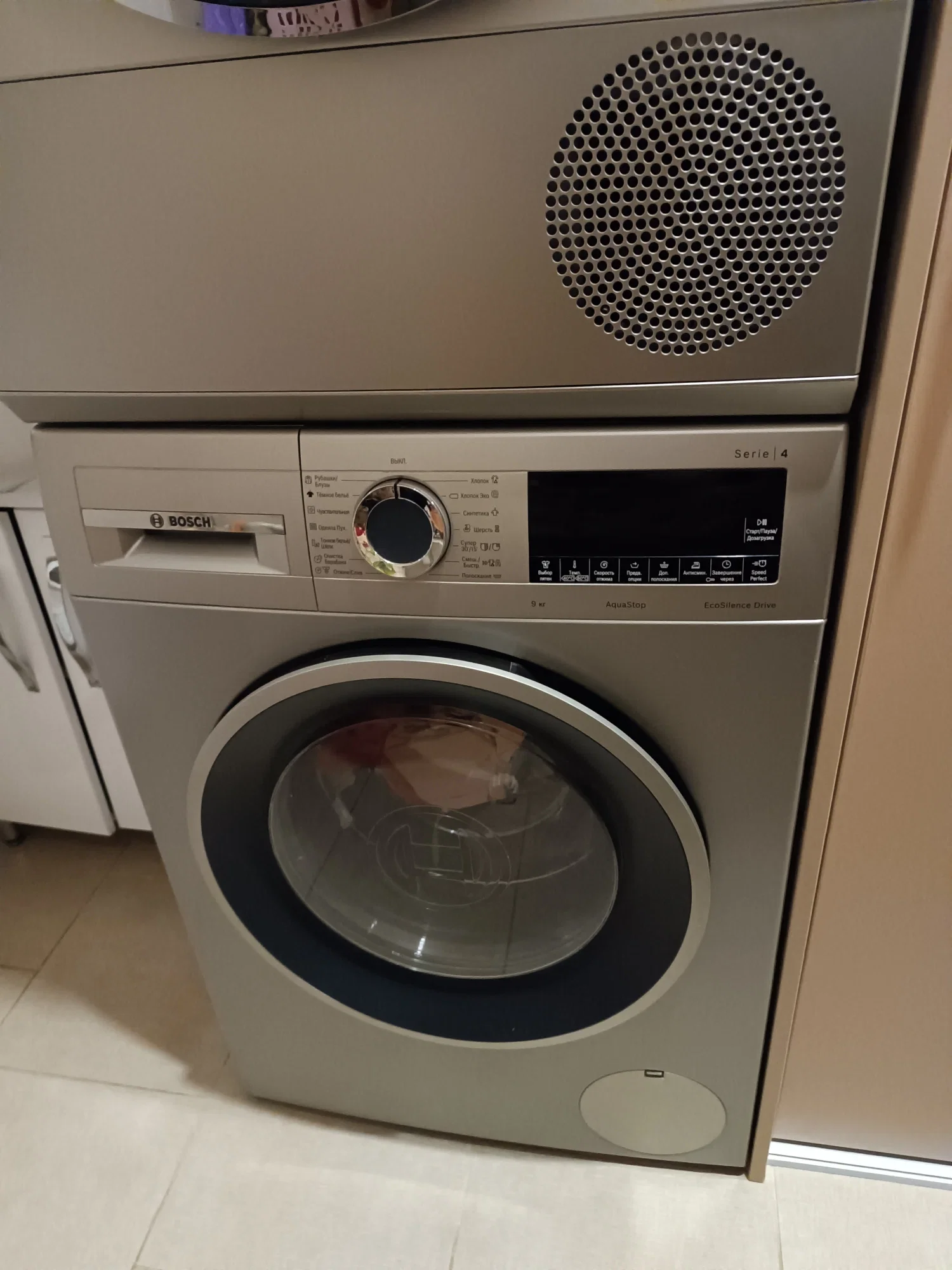 Сушильная машина Bosch WQB245BXME серый, 9 кг, сушка - конденсационная, программ - 14, 59.8 x 84.2 x 66.2 см