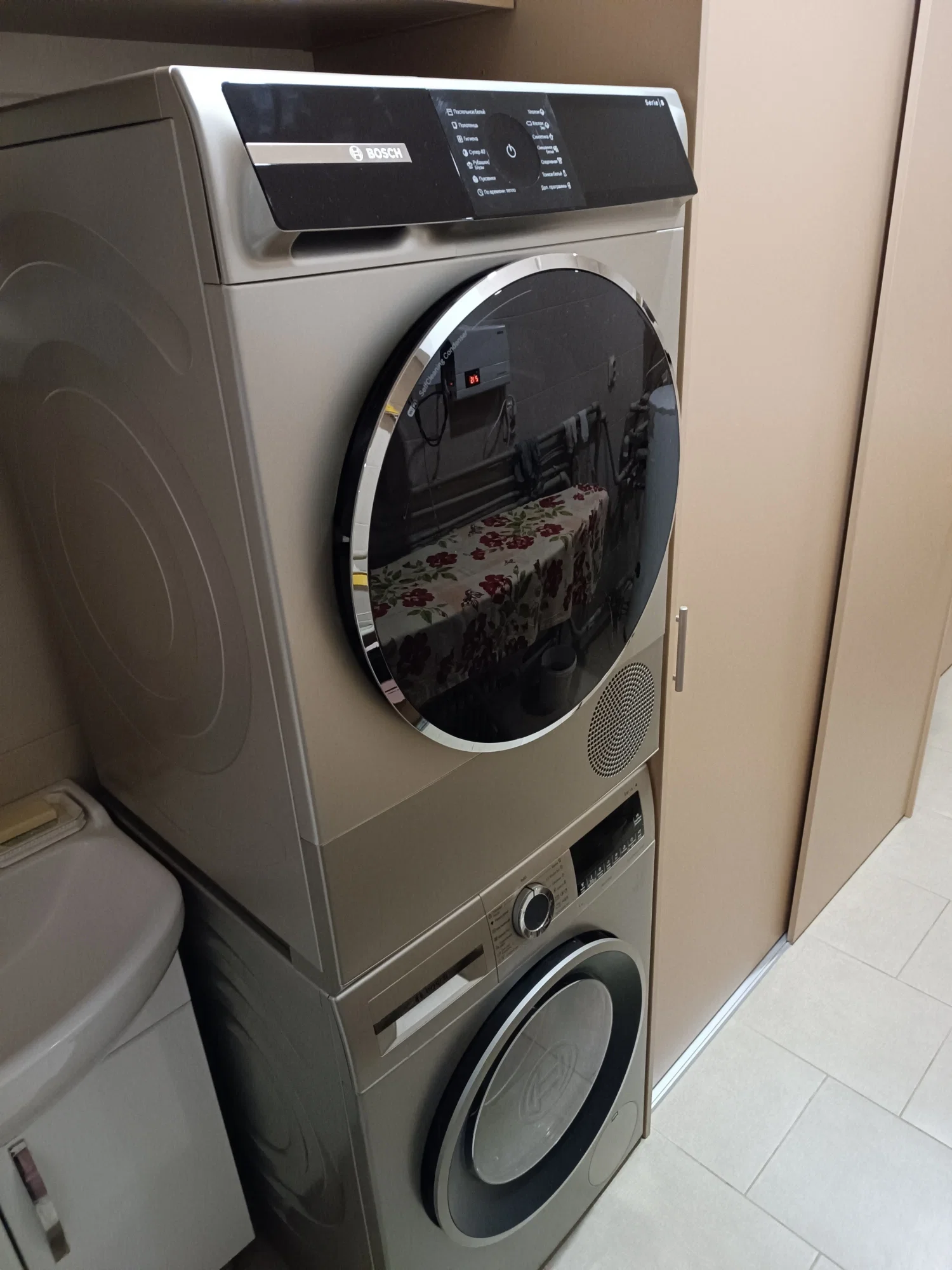 Сушильная машина Bosch WQB245BXME серый, 9 кг, сушка - конденсационная, программ - 14, 59.8 x 84.2 x 66.2 см
