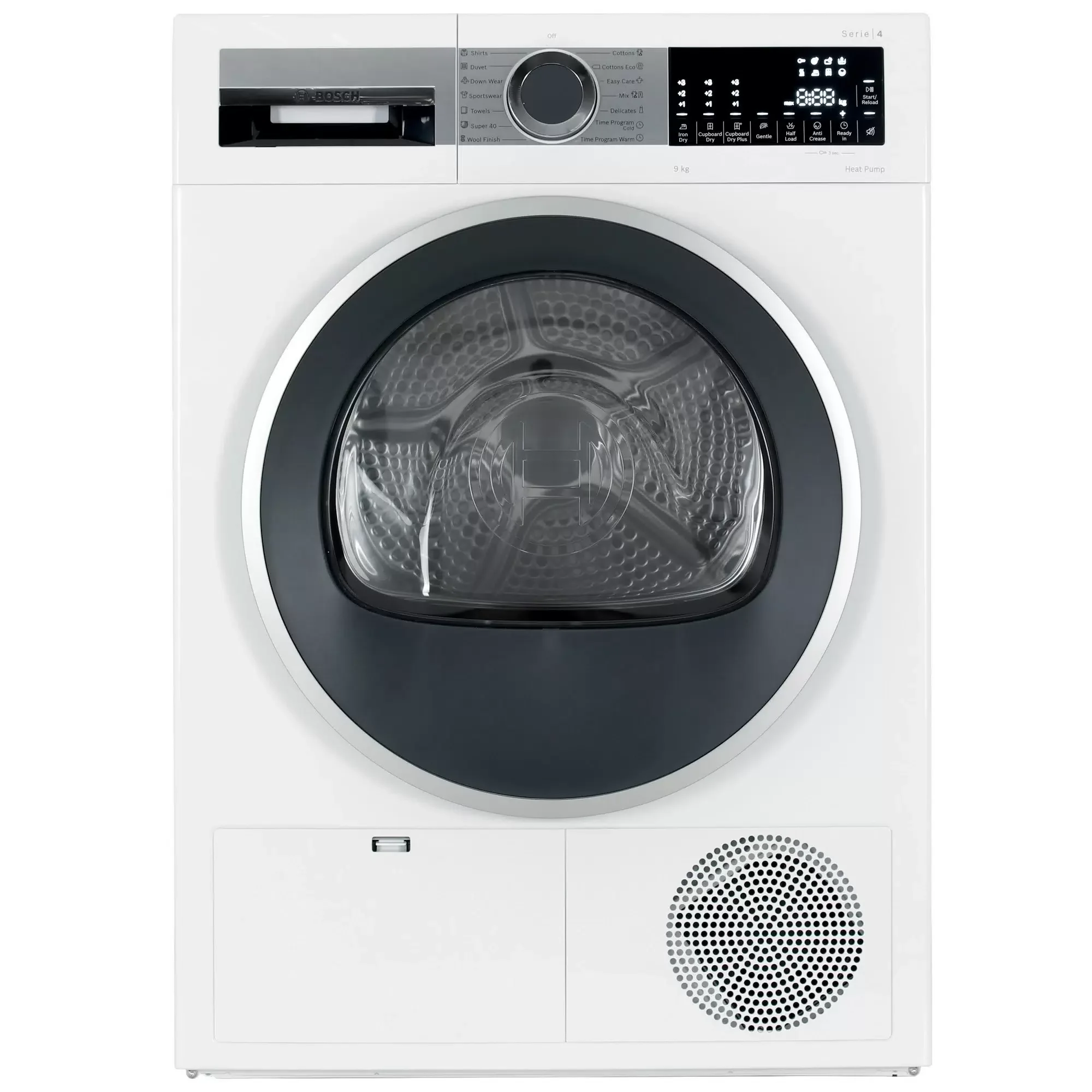 Сушильная машина Bosch WQG1420AME белый, 9 кг, сушка - конденсационная, программ - 15, 59.8 x 84.2 x 64.8 см