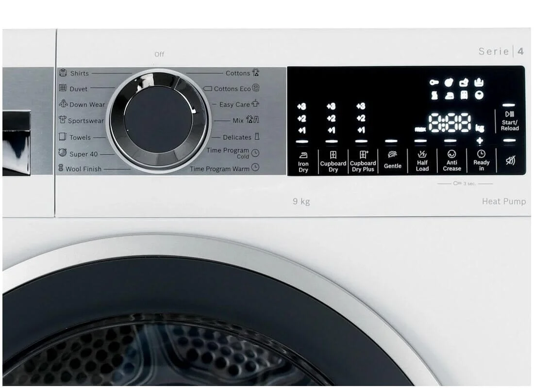 Сушильная машина Bosch WQG1420AME белый, 9 кг, сушка - конденсационная, программ - 15, 59.8 x 84.2 x 64.8 см