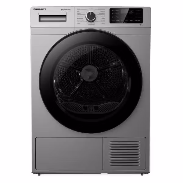 Сушильная машина Kraft KF-DM1002HPG серый, 10 кг, сушка - тепловой насос, программ - 15, 60 x 84 x 62 см