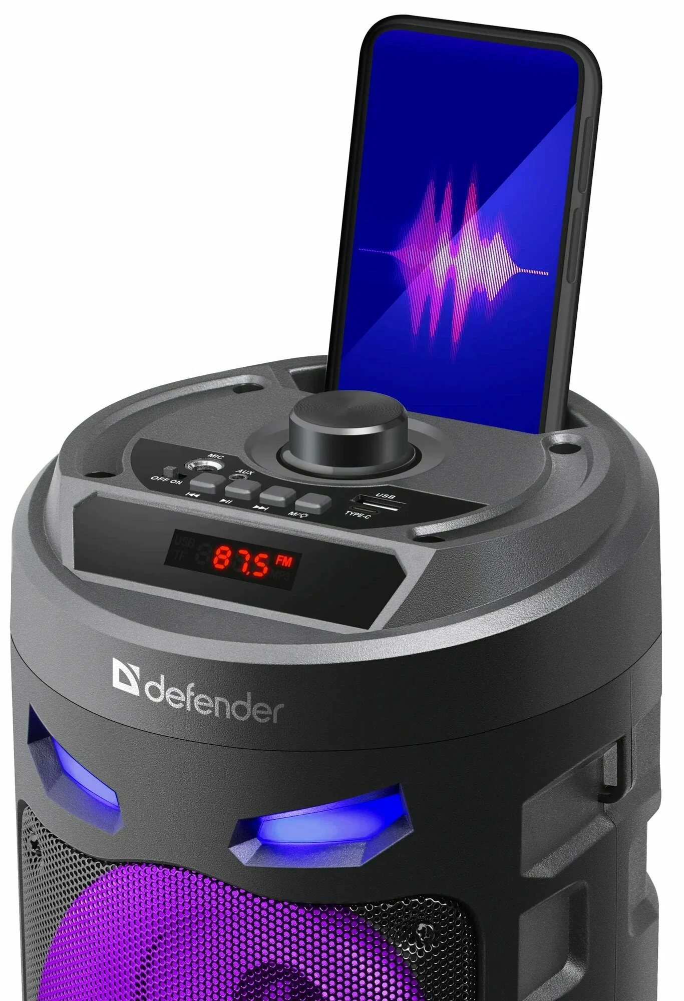 Портативная колонка Defender 16W черный CRASHBOOM