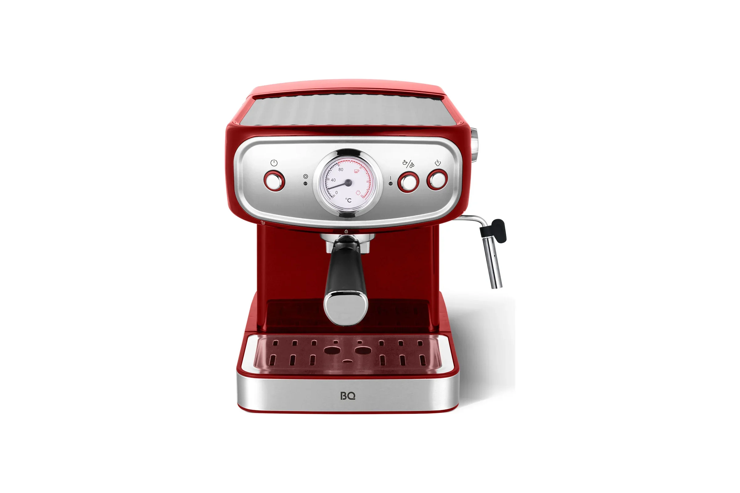 Кофеварка BQ CM1006 Красный-Стальной 850 Вт, 1,5л, Эспрессо, капучино и латте. подогрев