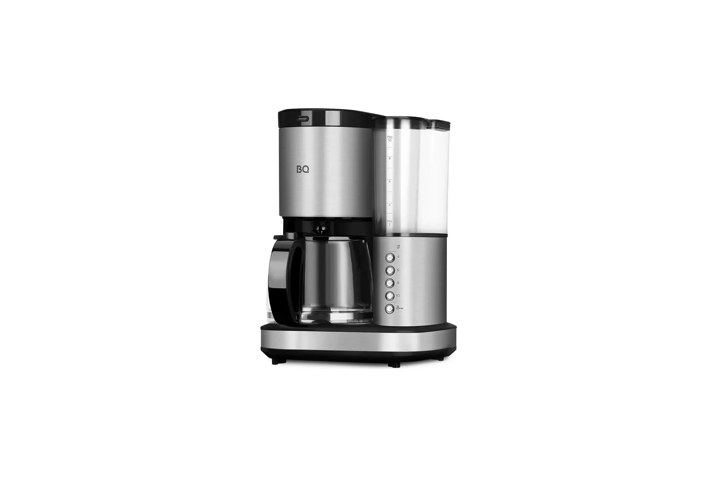 Кофеварка BQ CM7002 Стальной-Черный объем 800Вт, 1,25л кофемолка