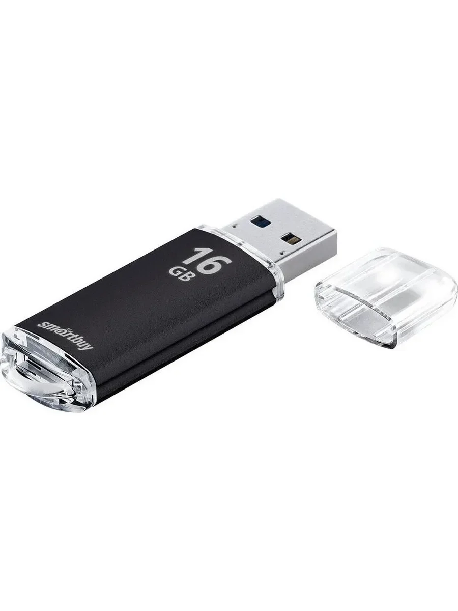 Флешка USB Smartbuy V-Cut Black (SB16GBVC-K), 16Gb, USB 2.0, R/W 20/10 , черный