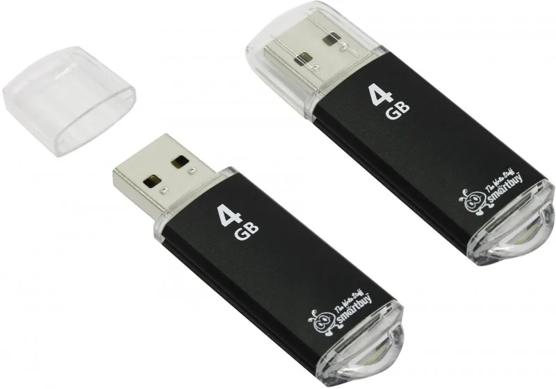 Флешка USB Smartbuy V-Cut black (SB4GbVC-K), 4Gb, USB 2.0, R/W 25/15, черный