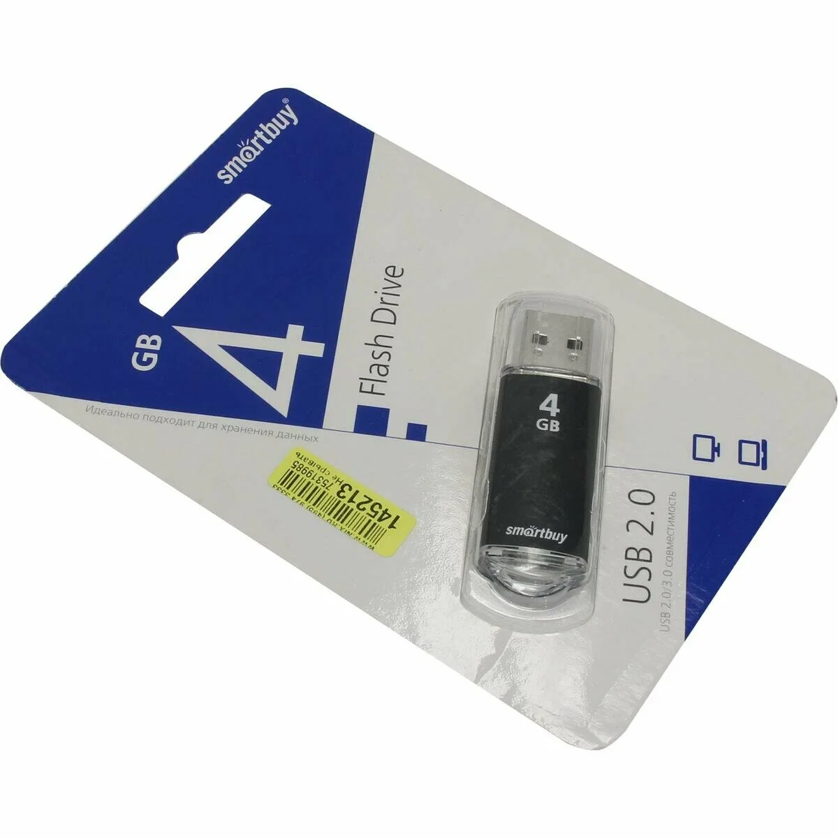 Флешка USB Smartbuy V-Cut black (SB4GbVC-K), 4Gb, USB 2.0, R/W 25/15, черный