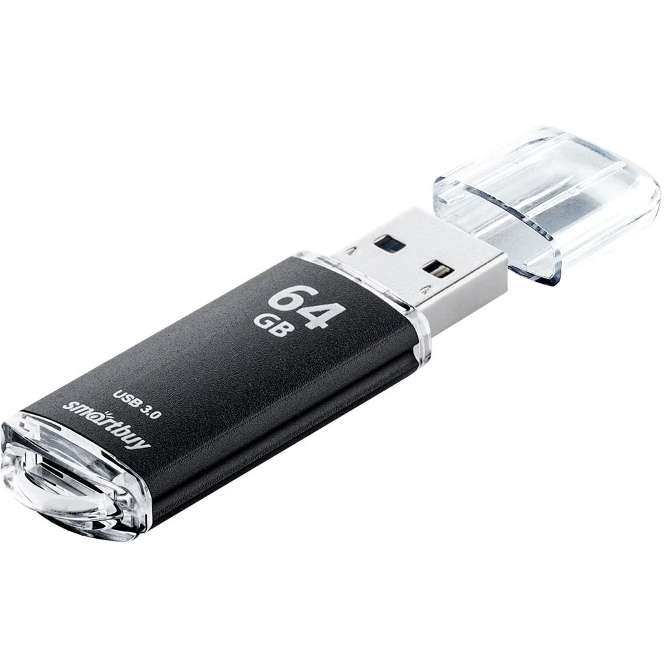 Флешка USB SmartBuy V-Cut black (SB64GbVC-K3), 64Gb, USB 2.0, R/W 25/15, черный