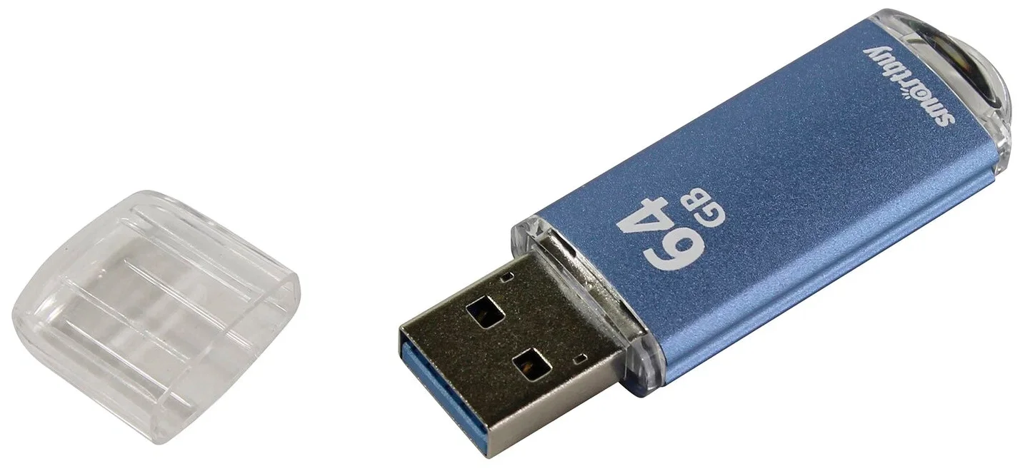 Флешка USB Smartbuy V-Cut Blue (SB64GbVC-B3), 64Gb, USB 3.0, R/W 75/30, голубой