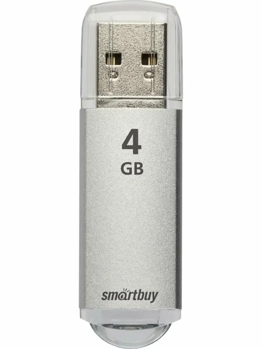 Флешка USB Smartbuy V-Cut series (SB4GbVC-S), 4Gb, USB 2.0, R/W 25/15, серебристый