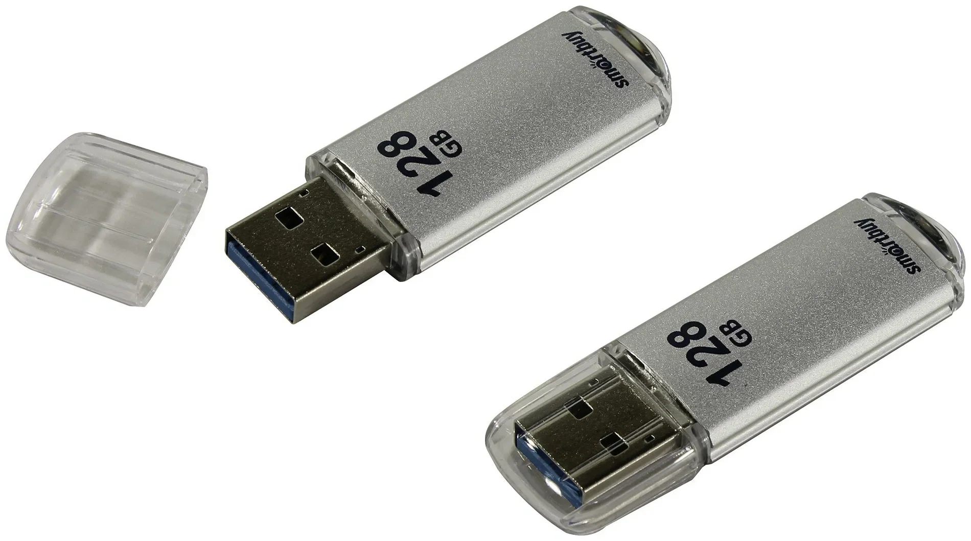 Флешка USB Smartbuy V-Cut Silver (SB128 GbVC-S3), 128Gb, USB 3.0, R/W 75/30, серебристый