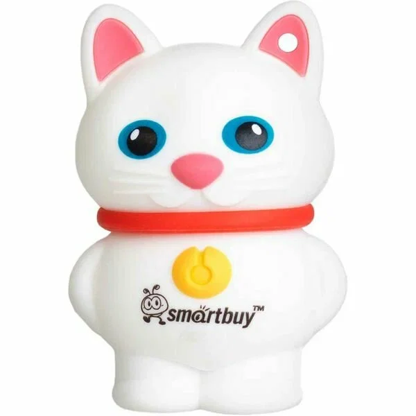 Флешка USB Smartbuy Wild Catty (SB32GbCatW), 32Gb, USB 2.0, R/W 25/15, котенок белый