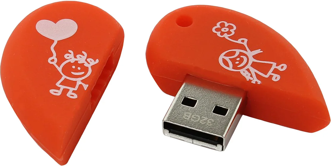 Флешка USB Smartbuy Wild Heart (SB32GbHeart), 32Gb, USB 2,0, R/W 25/15, красное Сердце