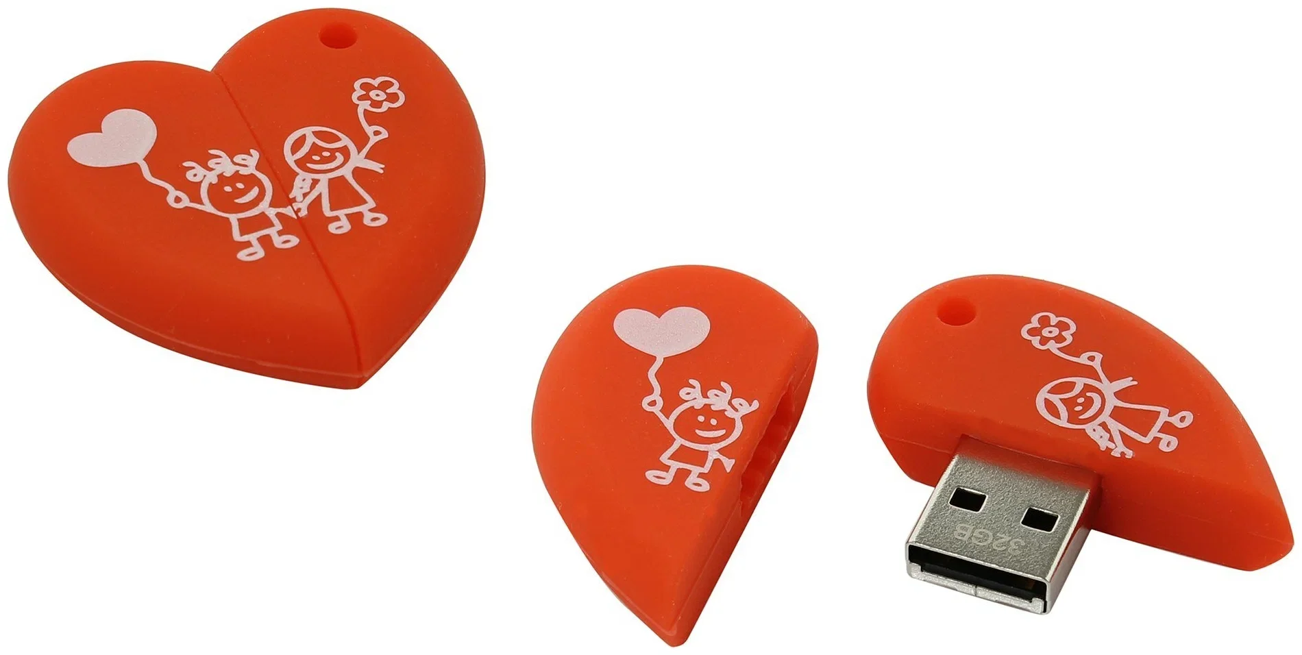 Флешка USB Smartbuy Wild Heart (SB32GbHeart), 32Gb, USB 2,0, R/W 25/15, красное Сердце
