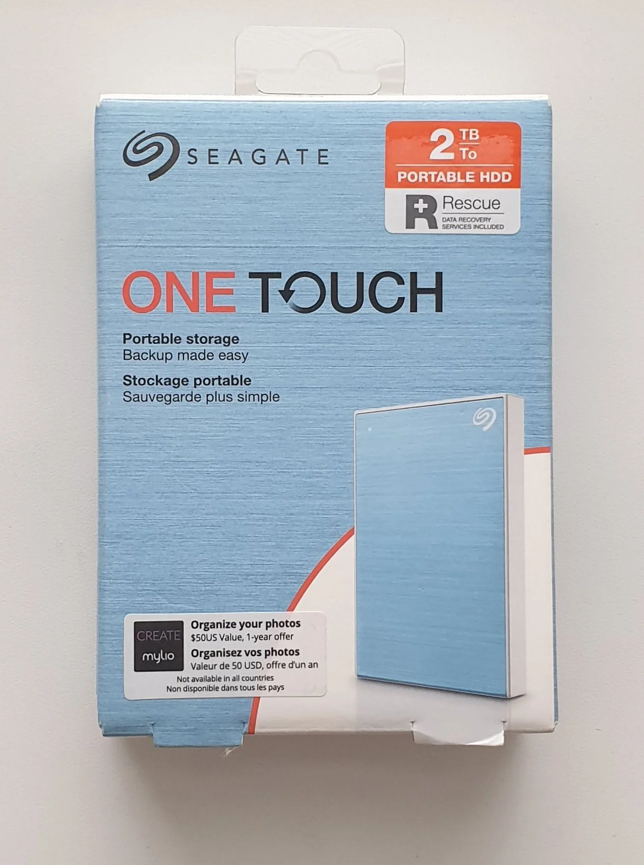 Внешний HDD 2.5" Seagate One Touch, 2TB, USB 3.2 Gen 1 Type-A, 5400 rpm, голубой