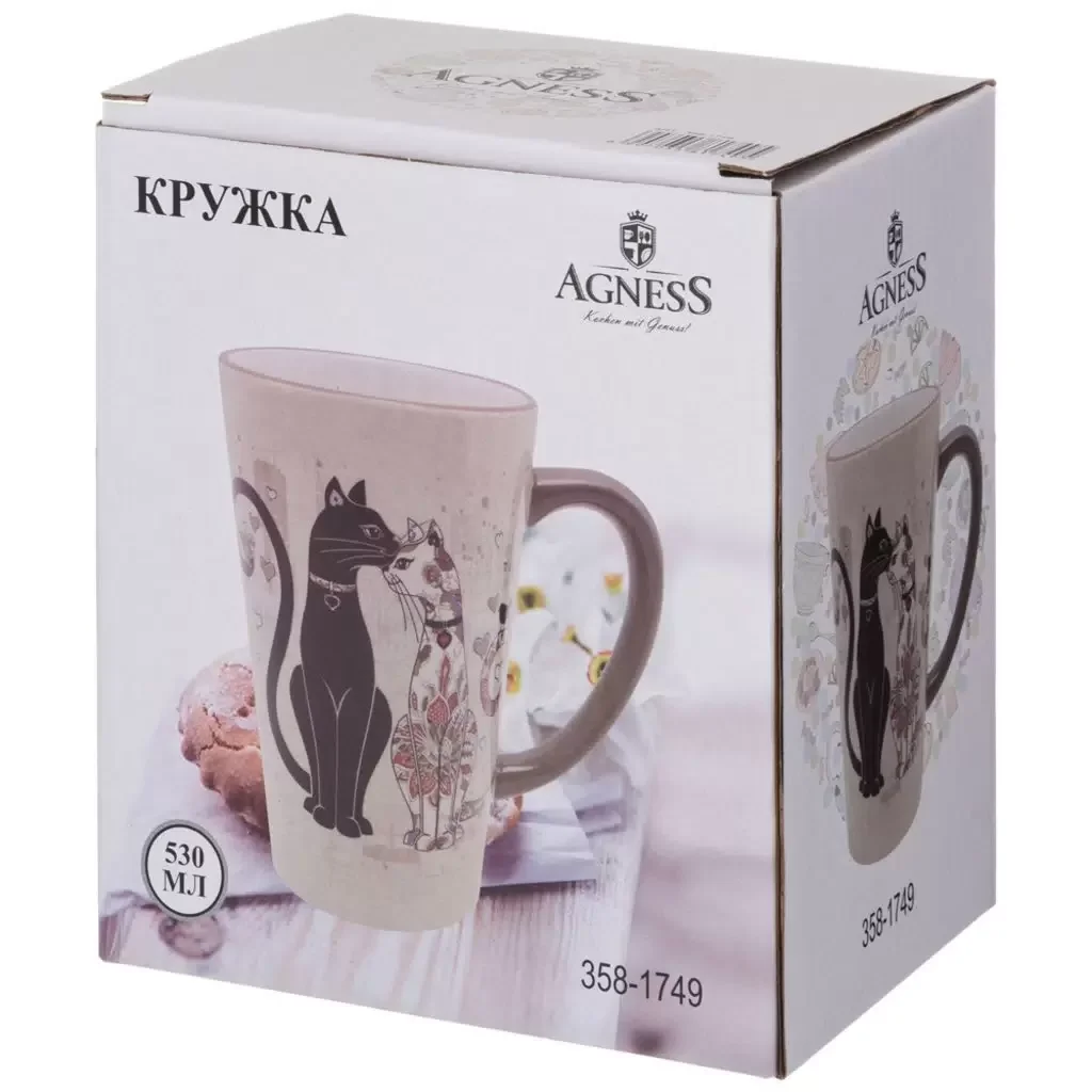 КРУЖКА AGNESS "ПАРИЖСКИЕ КОТЫ" 13,5*9,5*14,5 СМ 530 МЛ (КОР=24ШТ.)