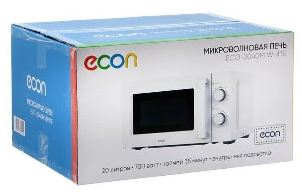 СВЧ печь-соло ECON ECO-2040M white 20 литров, Мощность 700 ватт