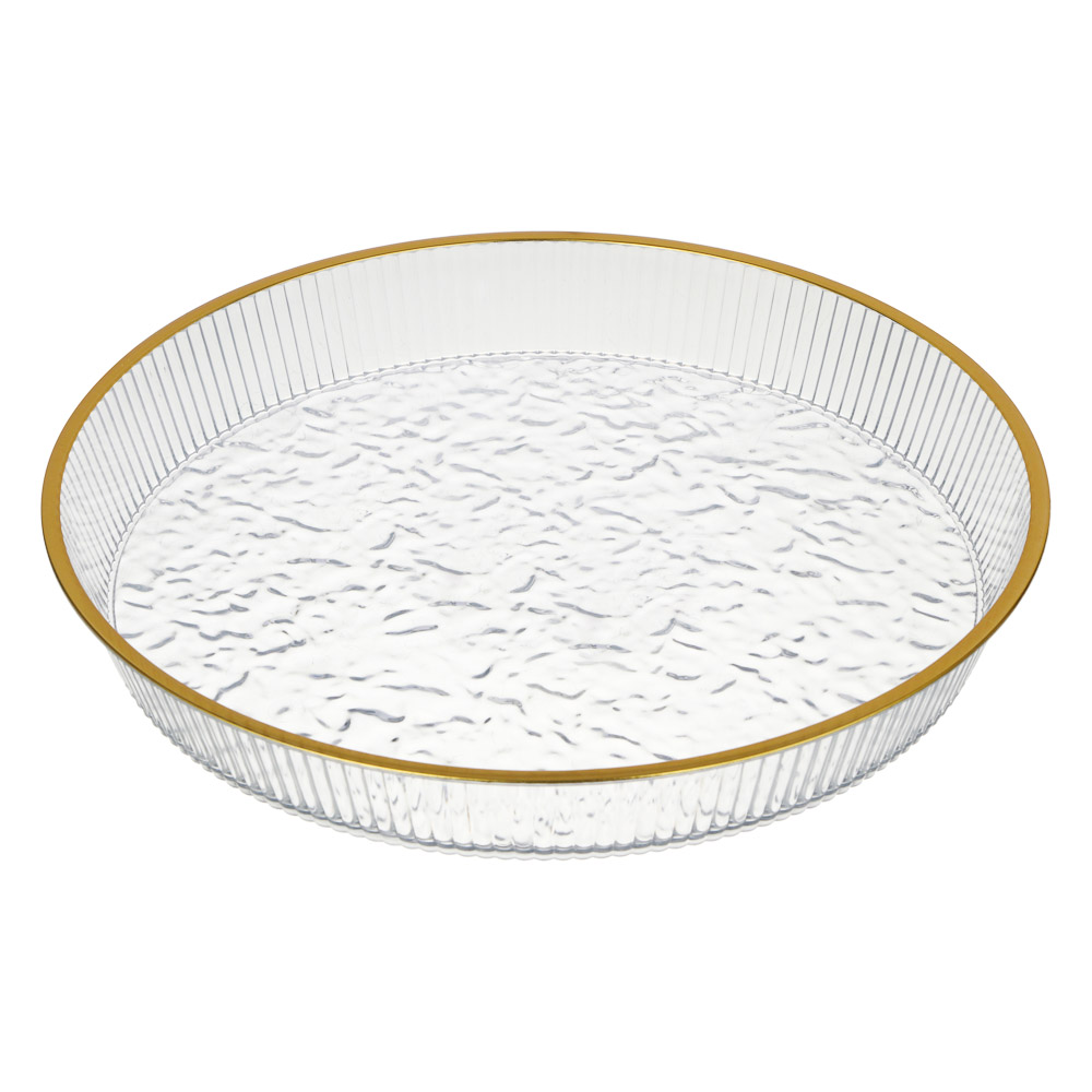 Поднос круглый с золотой каемкой 29x25x6см РЕТ