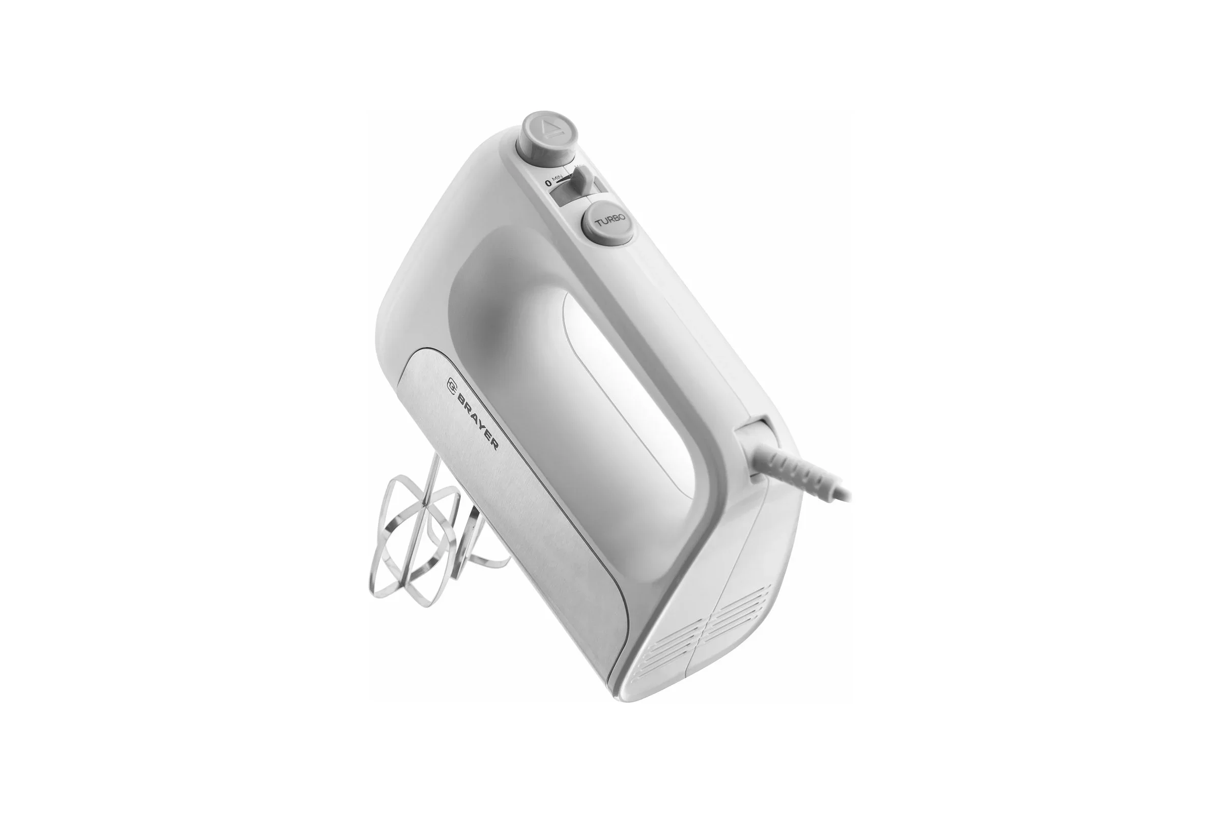Миксер BRAYER BR1303, 500  Вт, корп.из нерж.стали, 5 режимов, 2 крюка, 2 венчика