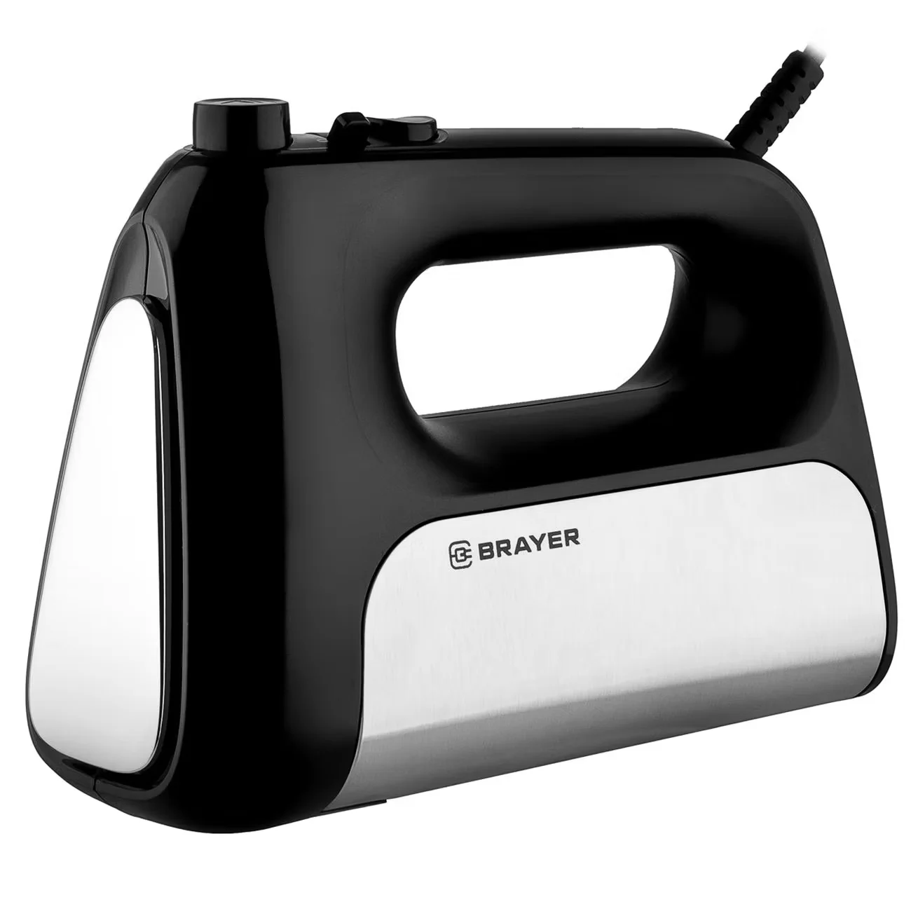 Миксер BRAYER BR1303, 500  Вт, корп.из нерж.стали, 5 режимов, 2 крюка, 2 венчика