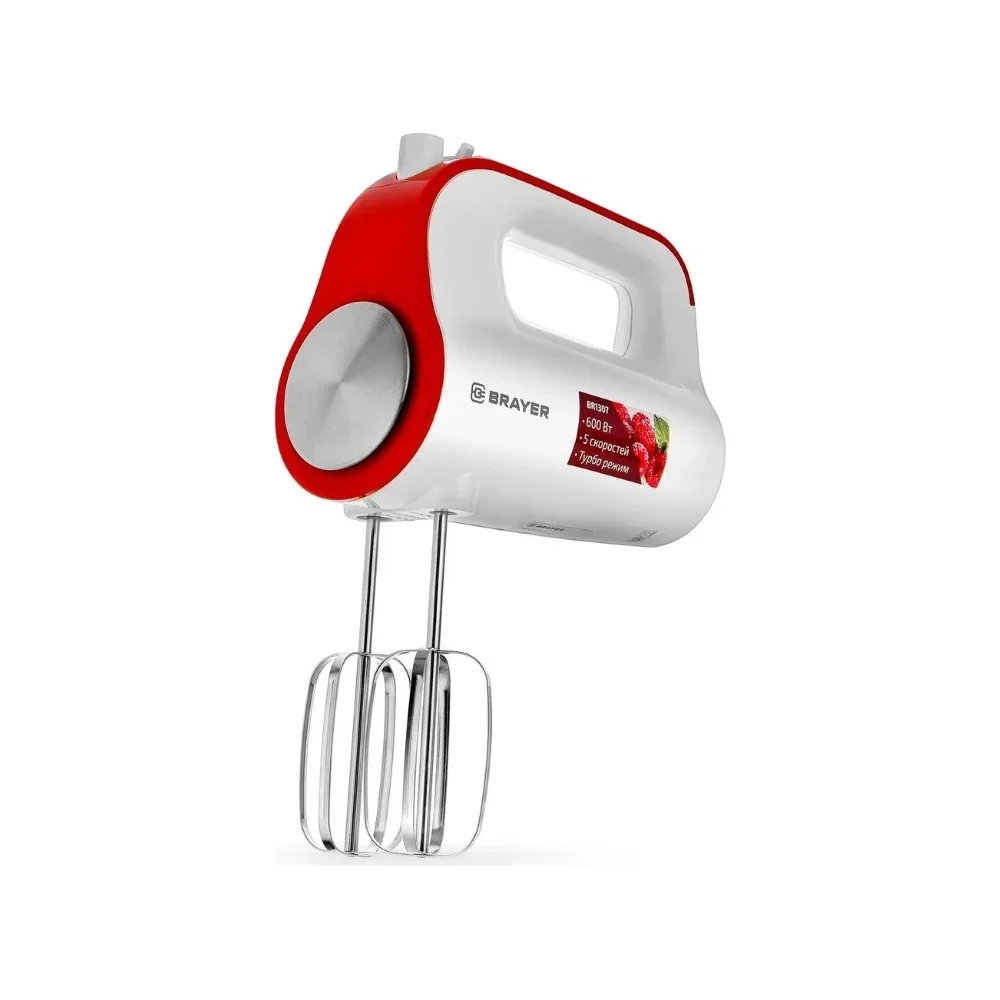 Миксер BRAYER BR1307 600 Вт, 5 скор.реж, турбо,насад. венчики, насад для взбивания