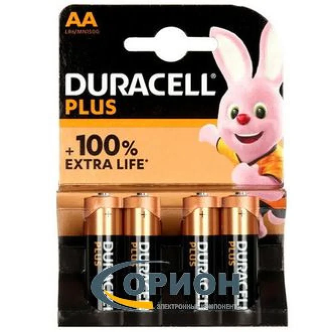 Элемент питания DURACELL  4шт. 1.5v. АА (пальчиковые) алкалиновые