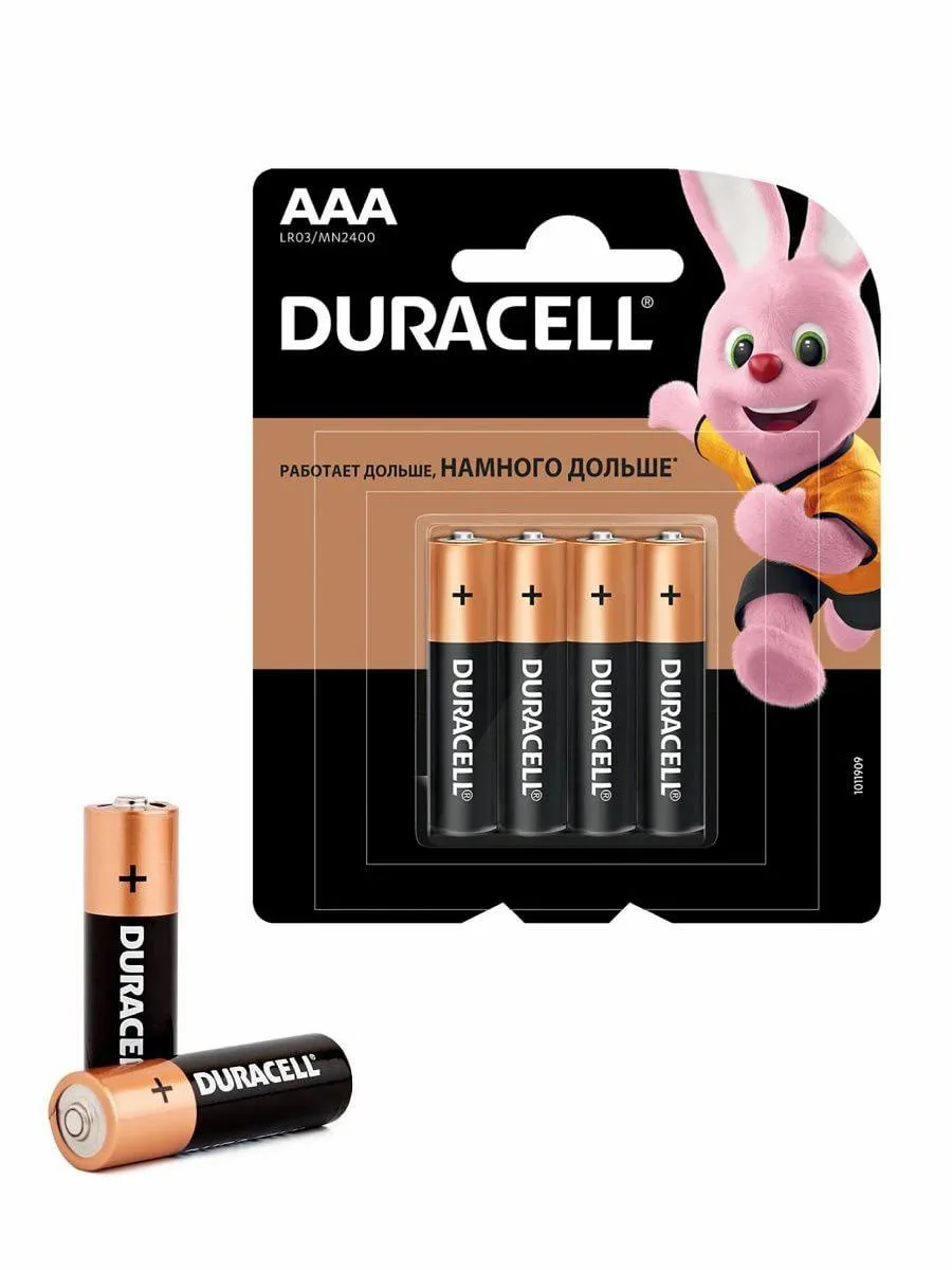 Элемент питания DURACELL 4шт 1.5v. ААА (мизинчиковая)