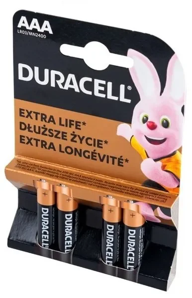 Элемент питания DURACELL 4шт 1.5v. ААА (мизинчиковая)