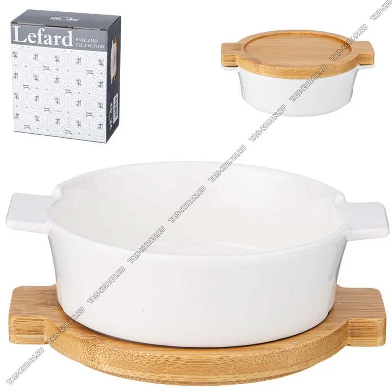 САЛАТНИК С РУЧКАМИ LEFARD "NATIVE" НА ДЕРЕВ. ПОДСТАВКЕ 15,3*12,9*5,5 СМ (КОР=36ШТ.)