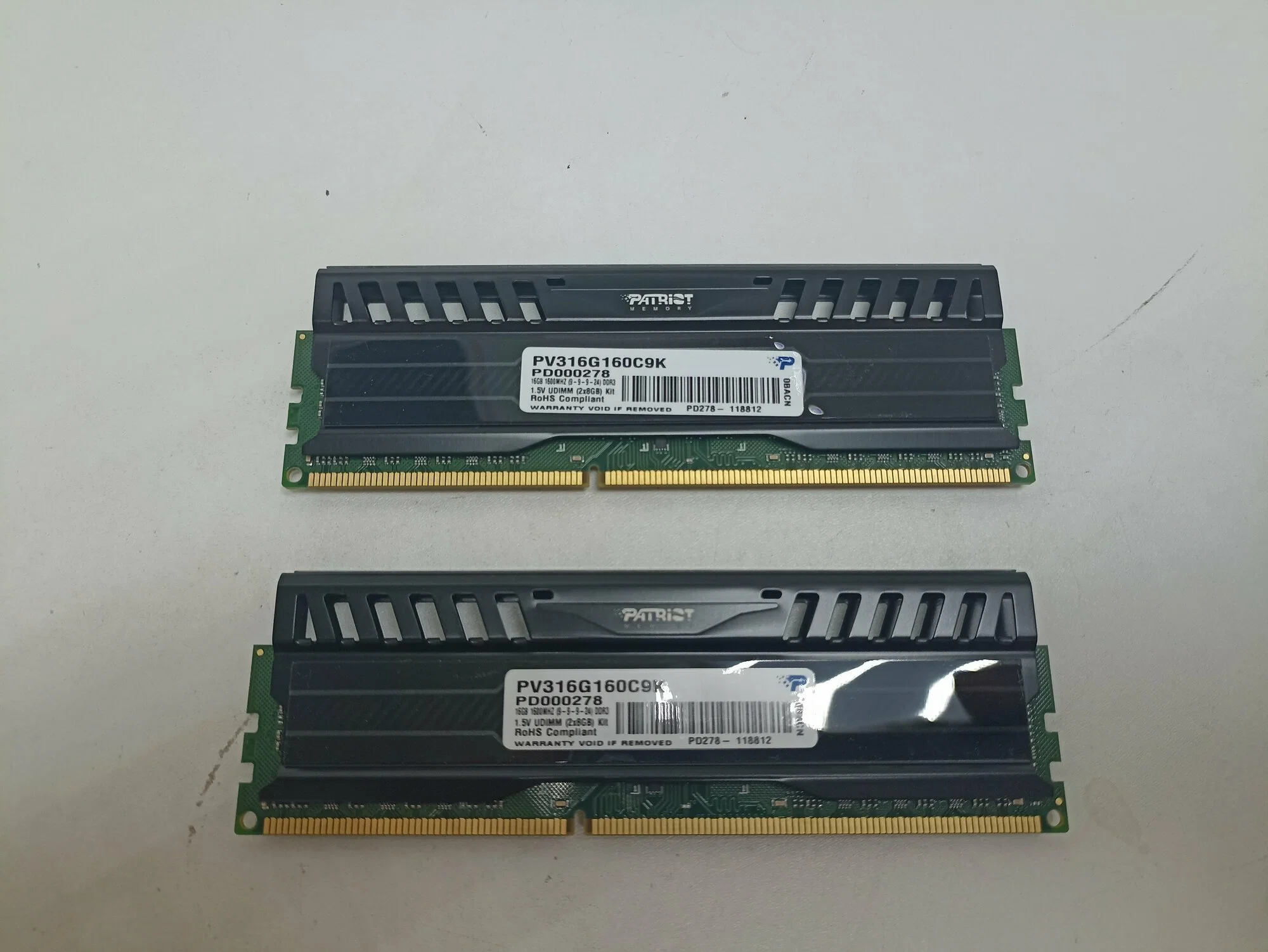 Оперативная память Patriot Viper 3, DDR3, 16GB (2x8 GB), 1600 MHz, CL9, DIMM, радиатор, черный