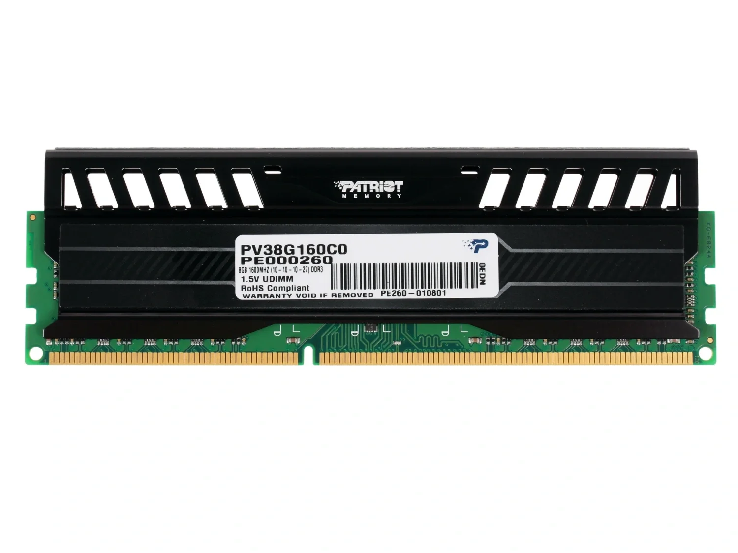 Оперативная память Patriot Viper 3, DDR3, 8GB (2x4 GB), 1600 MHz, CL9, DIMM, радиатор, черный