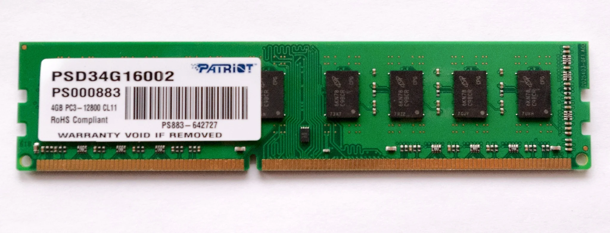 Оперативная память Patriot, DDR3, 4GB (1x4 GB), 1600 MHz, CL11, DIMM