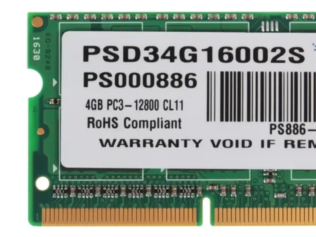 Оперативная память Patriot, DDR3, 4GB (1x4 GB), 1600 MHz, CL11, SO-DIMM