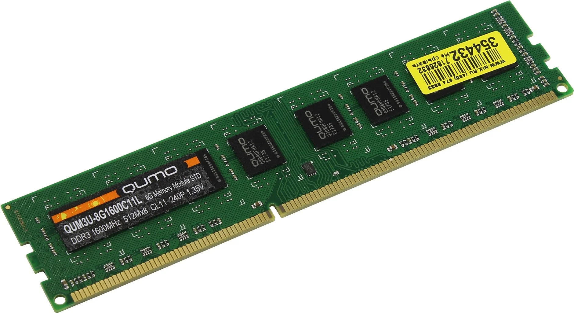 Оперативная память Qumo, DDR3, 8GB (1x8GB), 1600MHz, CL11, SO-DIMM
