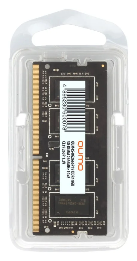 Оперативная память Qumo, DDR4, 8GB (1x8GB), 2666MHz, CL19, DIMM